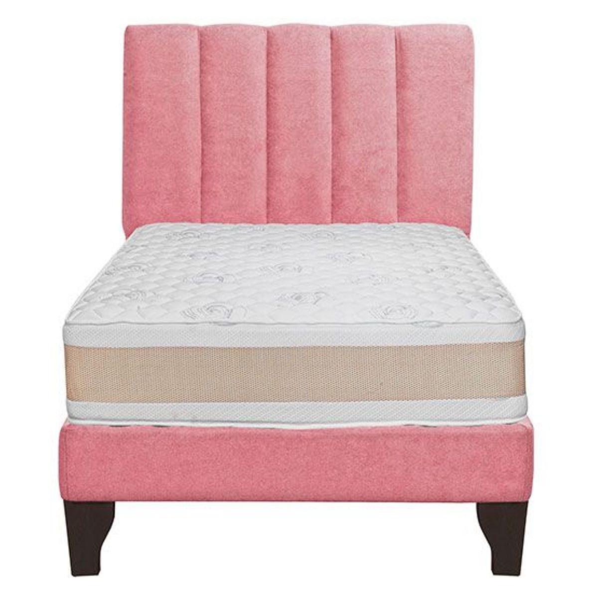 GENERICO - Cama plaza y media gris + Colchon 1.5 plazas Palo rosa