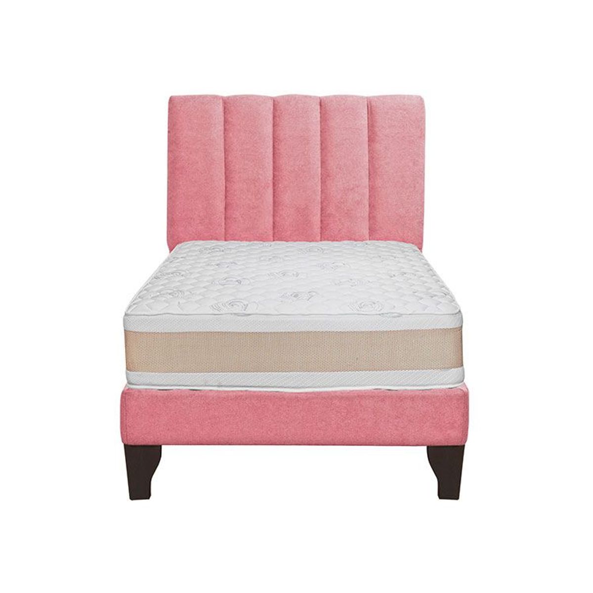 GENERICO - Cama plaza y media gris + Colchon 1.5 plazas Palo rosa