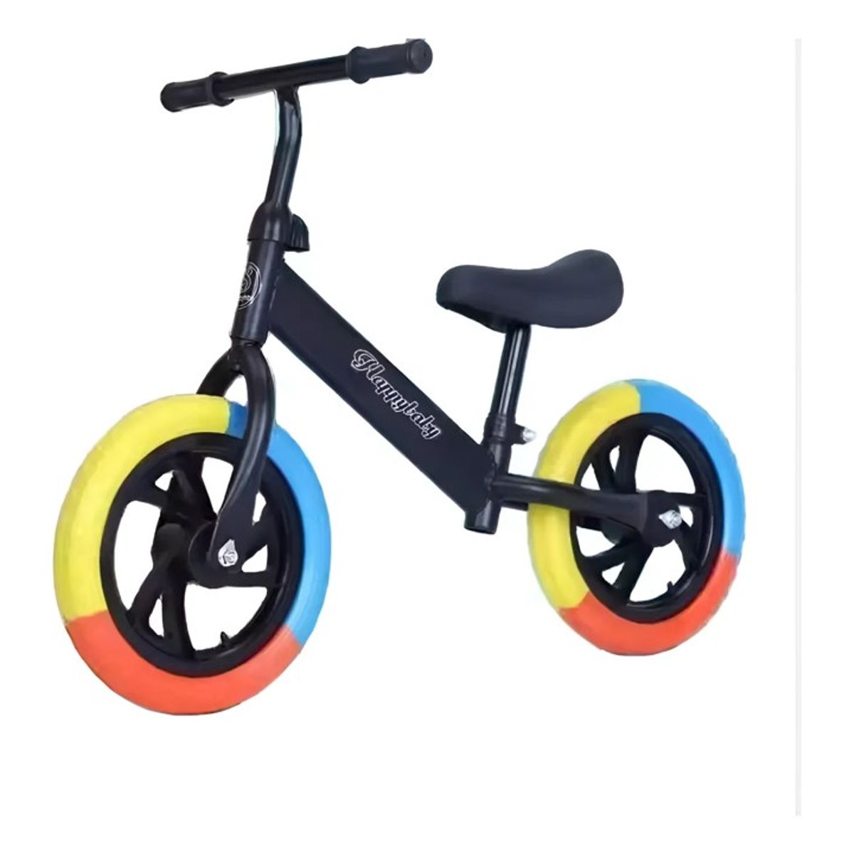 GENERICO - BICICLETA DE EQUILIBRIO SIN PEDAL RIN 12 NEGRO RUEDA MULTICOLOR MP