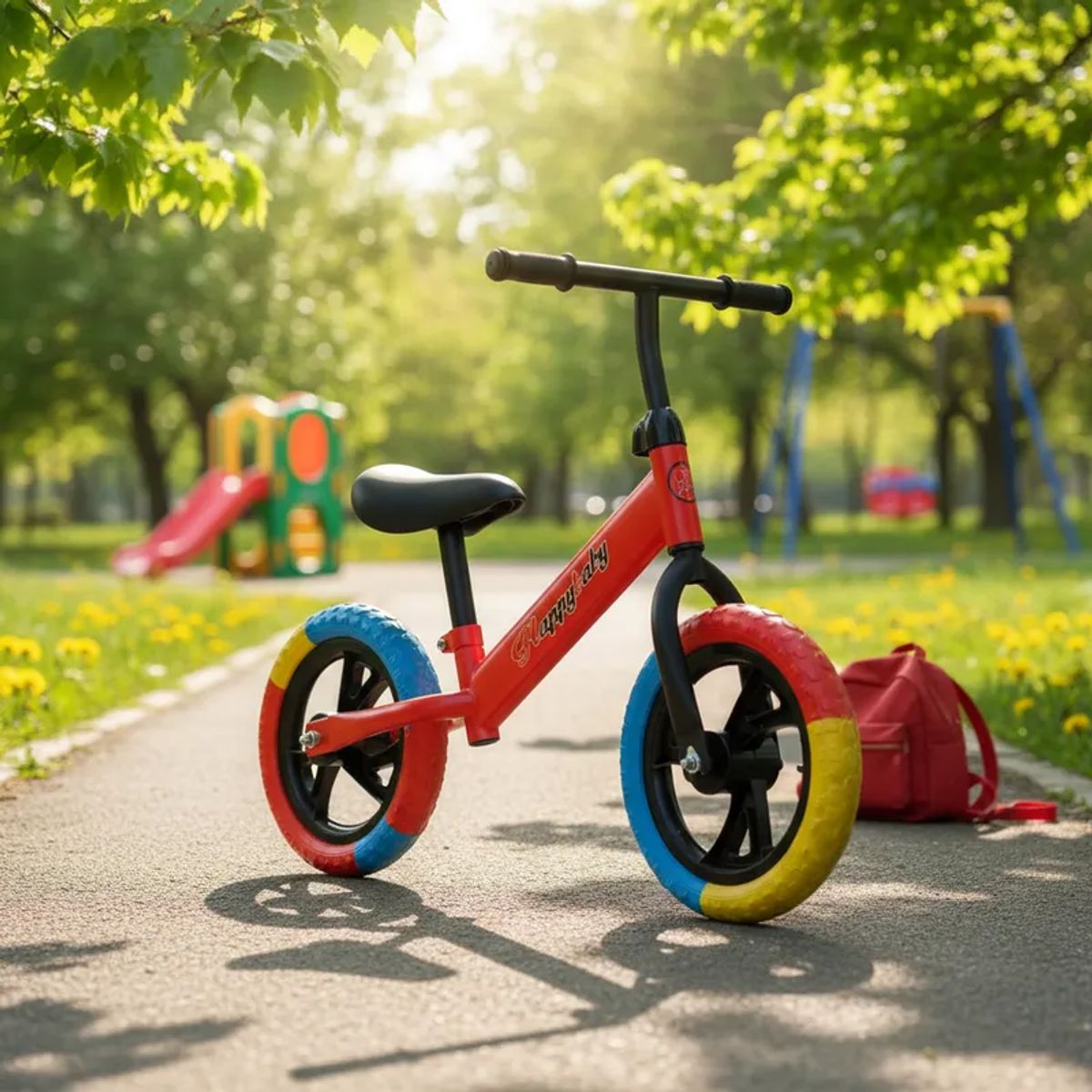 GENERICO - BICICLETA DE EQUILIBRIO SIN PEDAL RIN 12 ROJO RUEDA MULTICOLOR MP