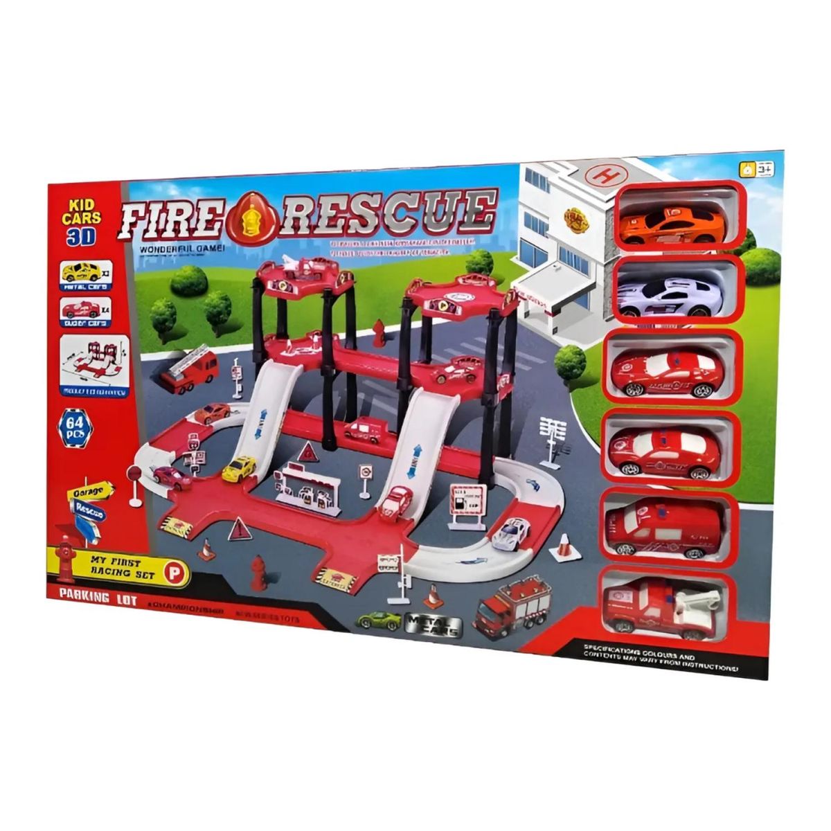 GENERICO - Juguete Pista Estacion De Bomberos Armable 6 Autos Infantil