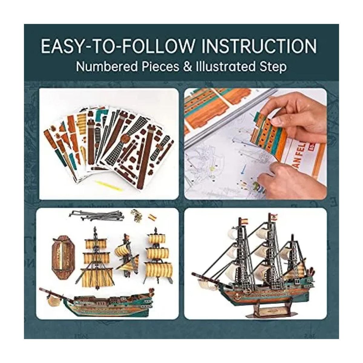 GENERICO - Juguete Rompecabezas 3D Barco Español San Felipe 146 Piezas