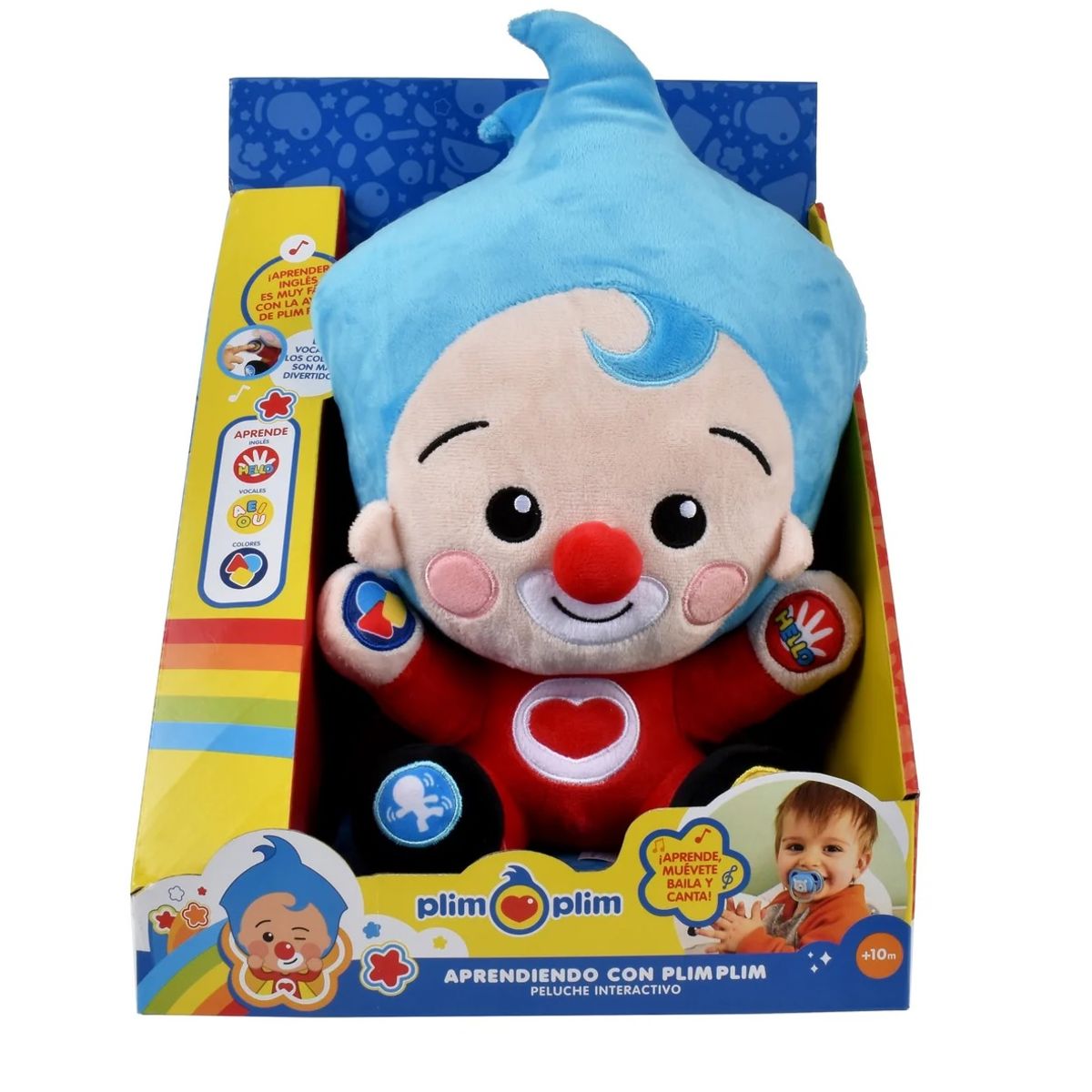 BANDAI - Plim Plim - Peluche De Aprendizaje 30 Cm Con Luz Música Y Sonidos Payasito