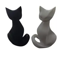 GENERICO - 2 Unidades Esculturas Decorativa Gatos Moderno 3d Pla