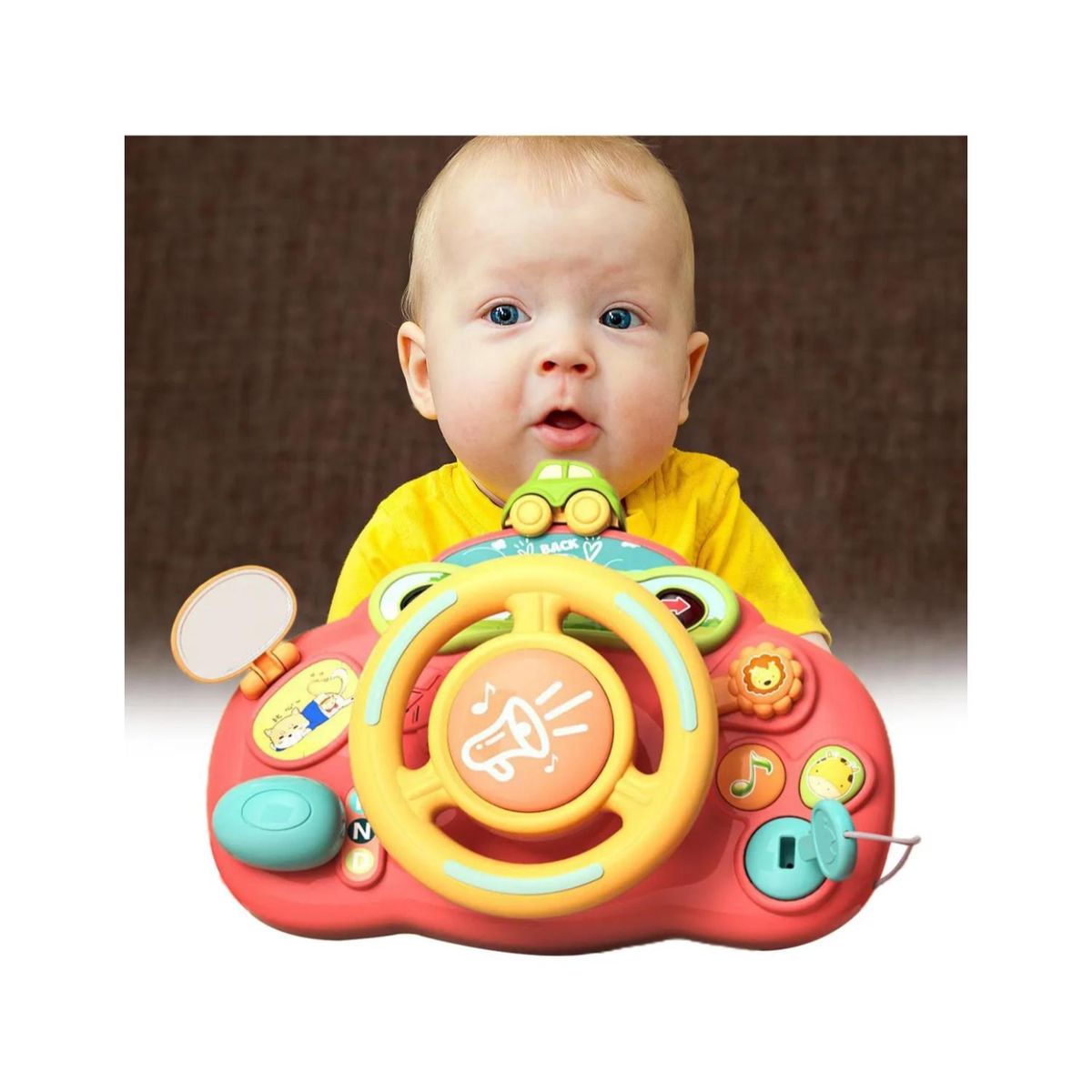 GENERICO - Juguete Simulador Volante Interactivo Sonido Rosa Infantil