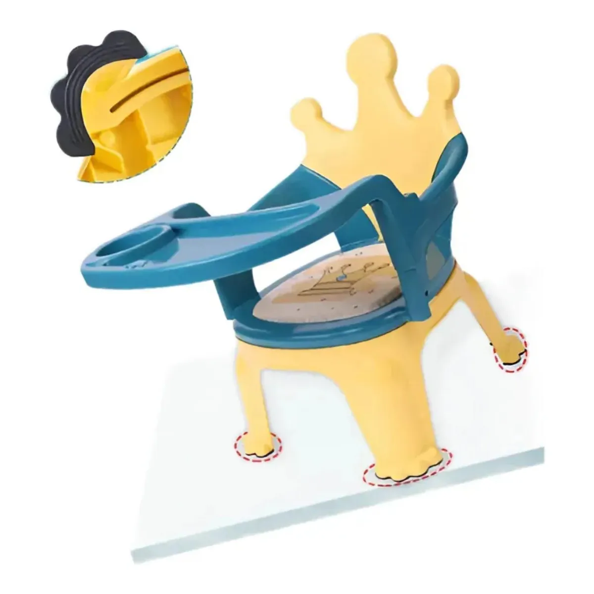 GENERICO - Silla Para Comer De Bebe Portatil 2 En 1 Azul Infantil