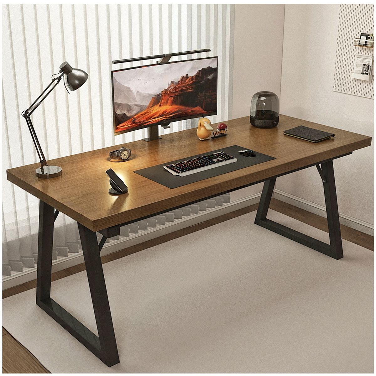 VIDITA - Escritorio Oficina 160cm Estructura Metálica Grueso 30mm Metal Madera