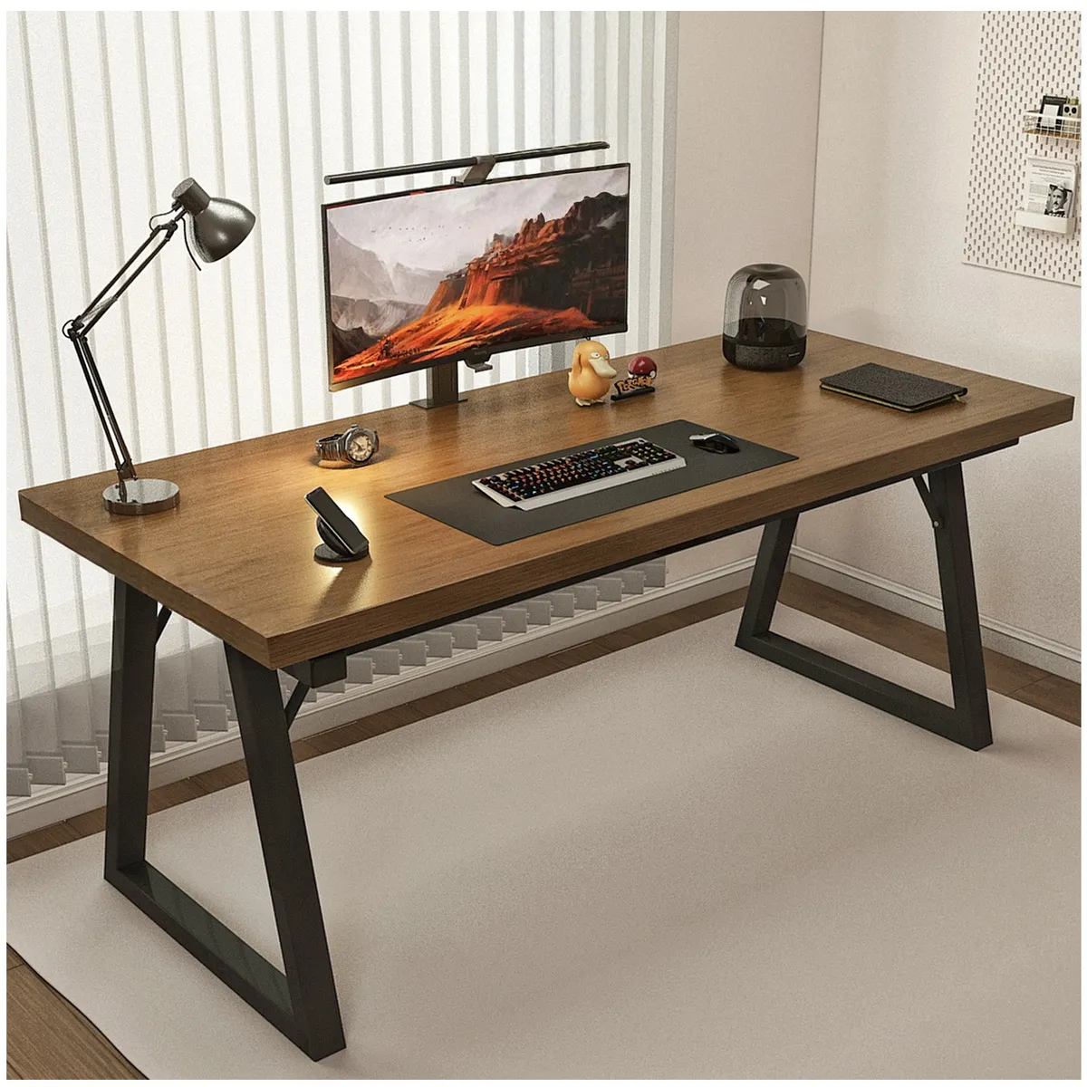 VIDITA - Escritorio Oficina 160cm Estructura Metálica Grueso 30mm Metal Madera