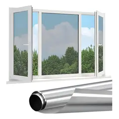 KUANGYE - Vinilos para Ventanas con Adhesión Estática Efecto Espejo 50cmx10m Privacidad y Protección UV