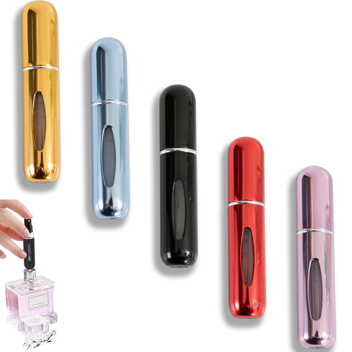 KINDA NICE - Pack 5 De Atomizador Mini Botella Perfume Spray Portatil 5ml