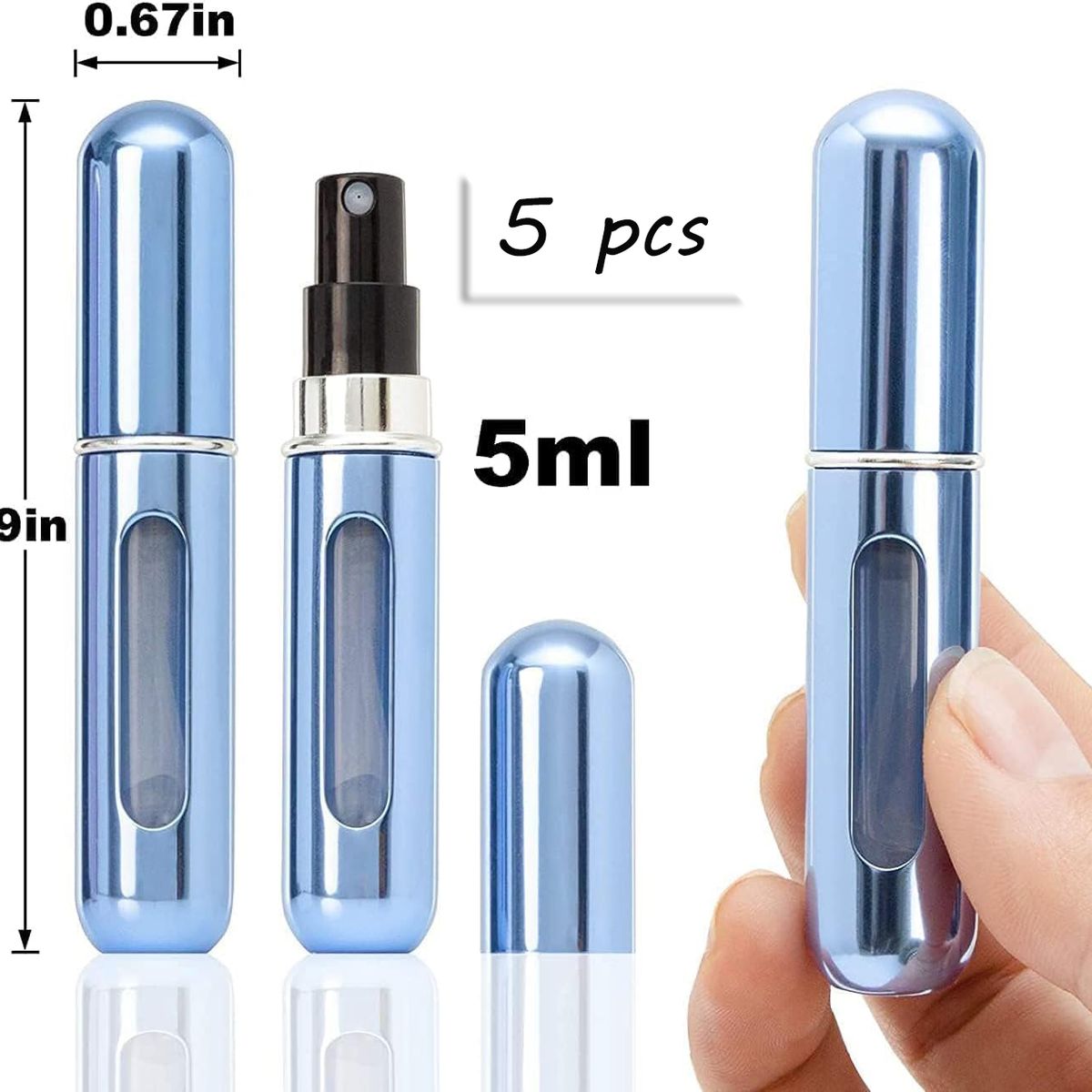 KINDA NICE - Pack 5 De Atomizador Mini Botella Perfume Spray Portatil 5ml