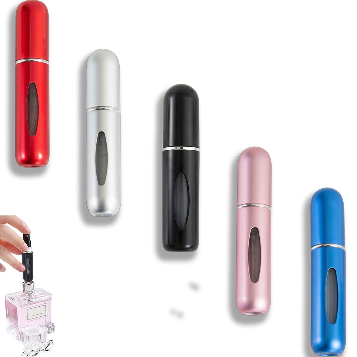 KINDA NICE - Pack 5 De Atomizador Mini Botella Perfume Spray Portatil 5ml