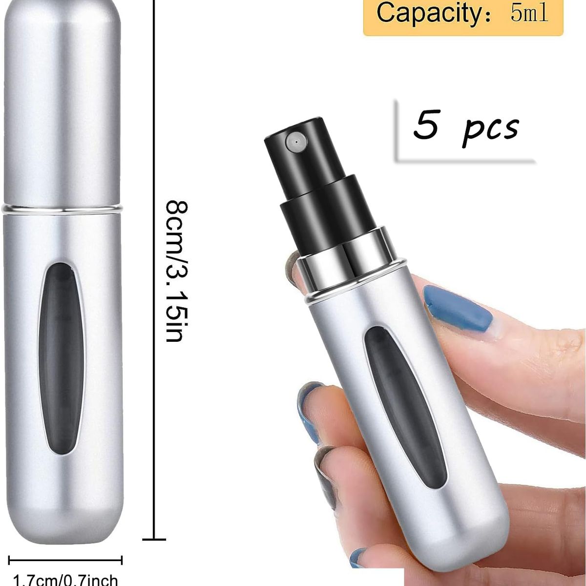 KINDA NICE - Pack 5 De Atomizador Mini Botella Perfume Spray Portatil 5ml