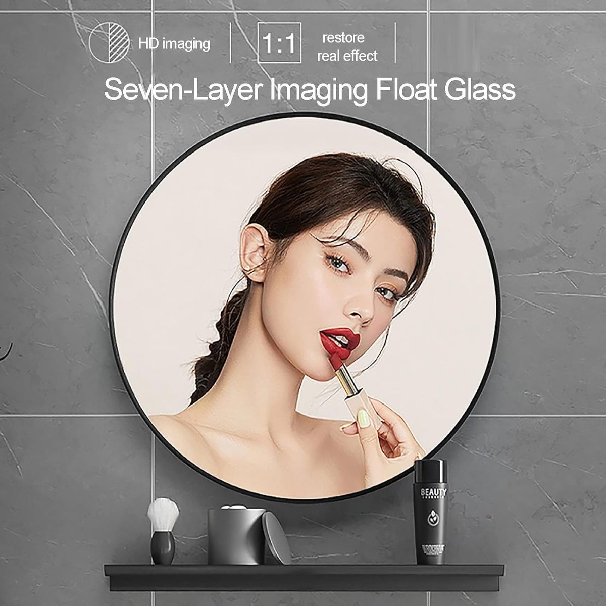 BLUEDREAMER - Mueble de baño montado en la Pared con Espejo y Grifo de Agua fría y Caliente