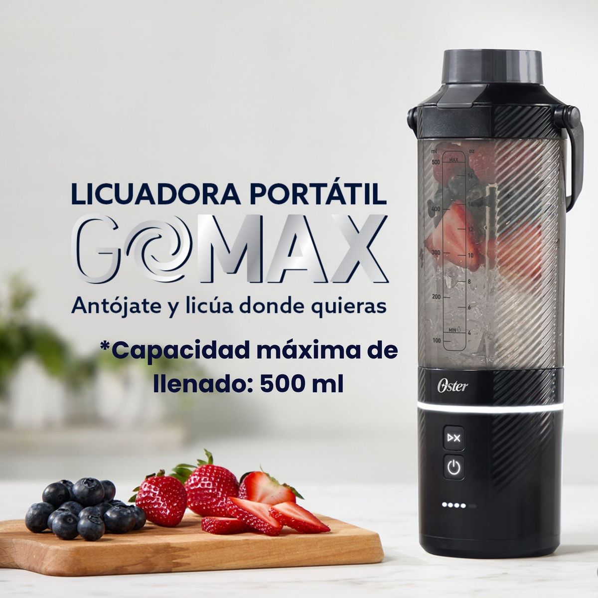 OSTER - Oster Licuadora Portátil, GoMAX, 590 ml de Capacidad, para Smoothies, Negro, BLSTGFP-B20-000
