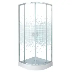 JOYTEK - Shower Curvo Mosaic Blanco 80x80x195cm Incluye Receptáculo