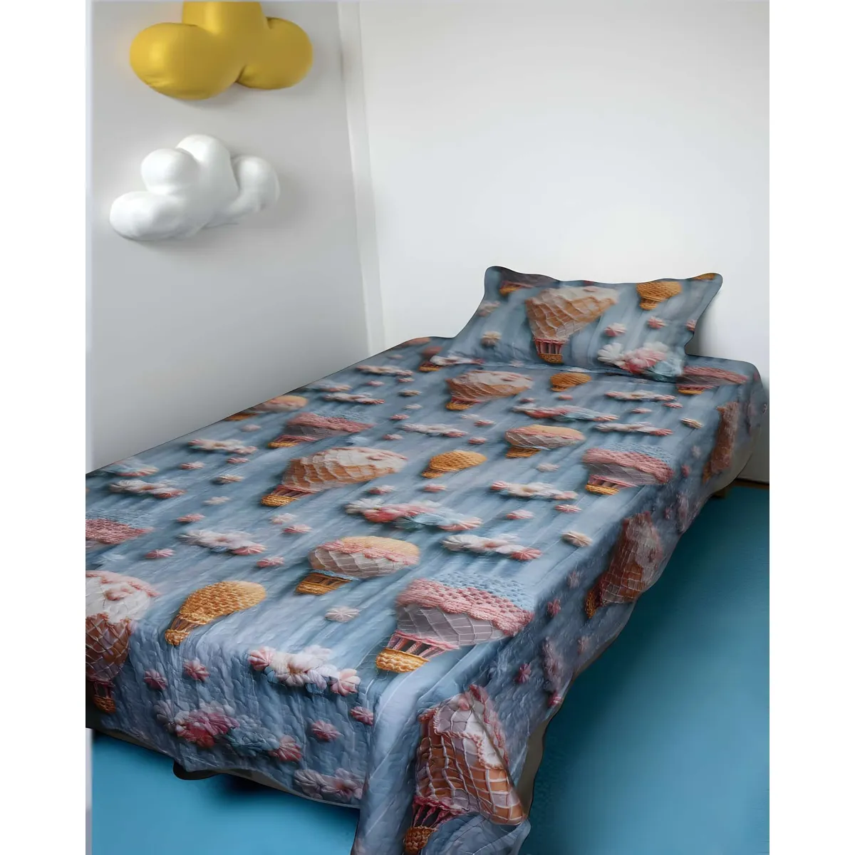 GENERICO - CUBRECAMA QUILT INFANTIL DE VERANO 5D PLAZA Y MEDIA 180 X 230 CM