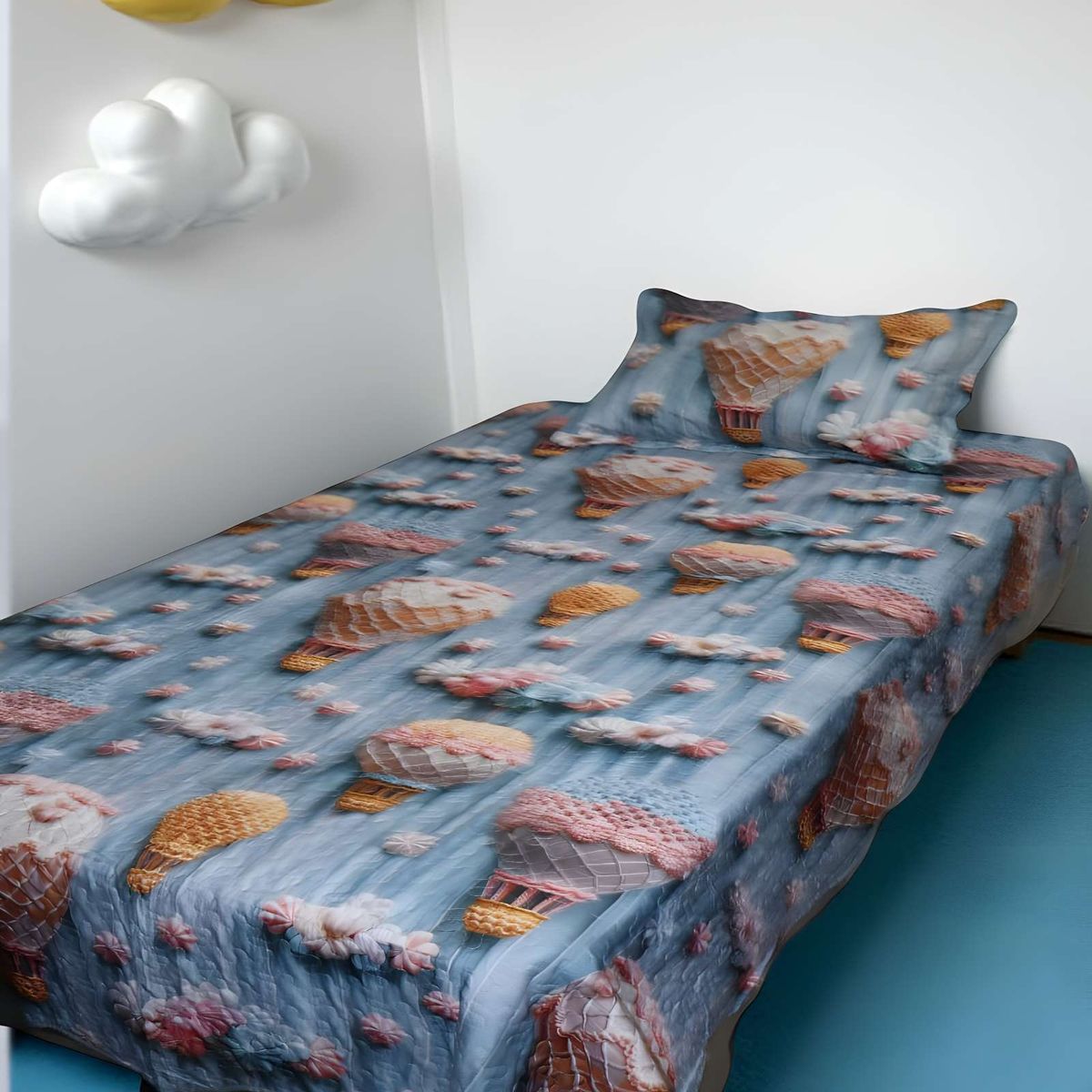 GENERICO - CUBRECAMA QUILT INFANTIL DE VERANO 5D PLAZA Y MEDIA 180 X 230 CM