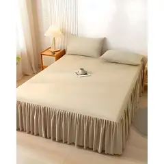 GENERICO - FALDON DE CAMA PARA BASE CON VOLADO PLAZA Y MEDIA 105X200 CM BEIGE