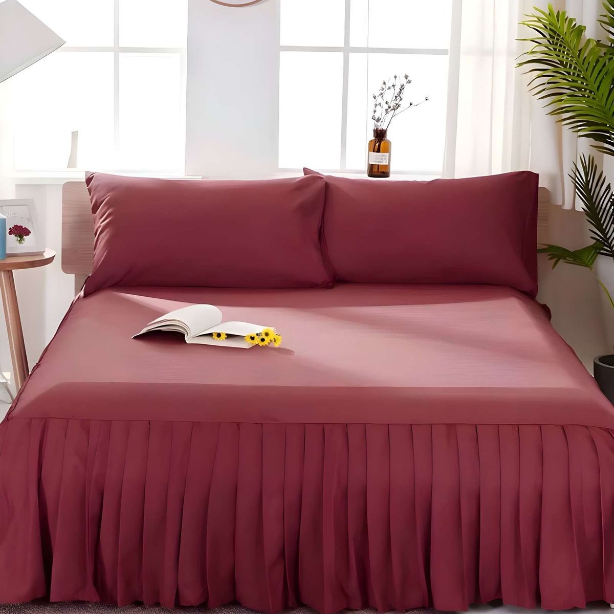 GENERICO - FALDON DE CAMA PARA BASE CON VOLADO KING 180X200 CM BURDEO