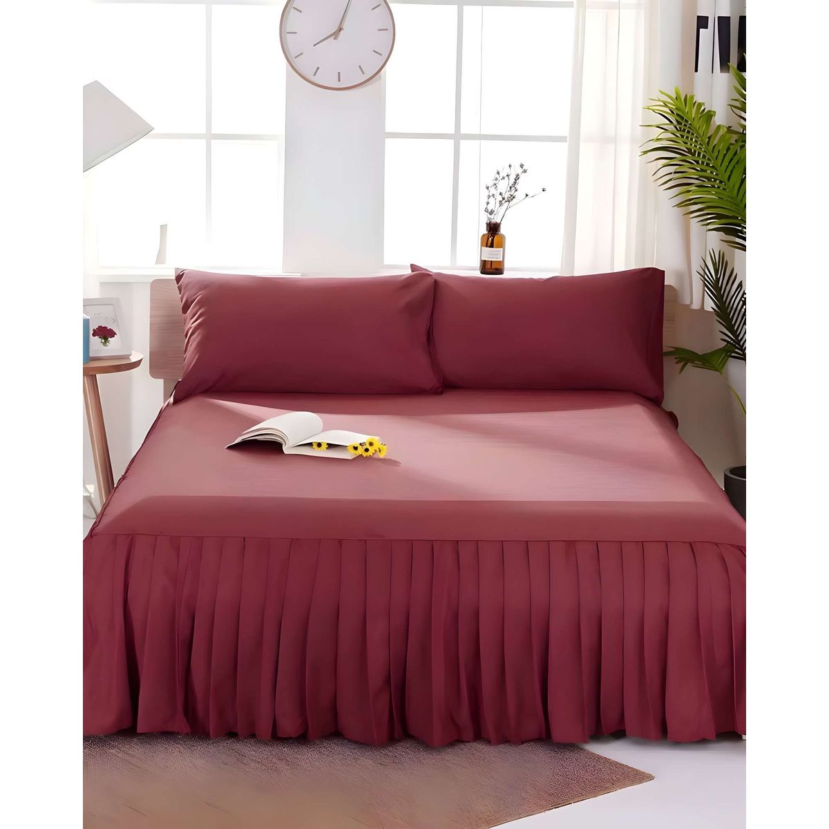 GENERICO - FALDON DE CAMA PARA BASE CON VOLADO KING 180X200 CM BURDEO