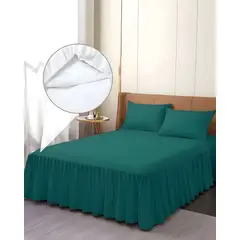 GENERICO - FALDON DE CAMA PARA BASE CON VOLADO KING 180X200 CM VERDE