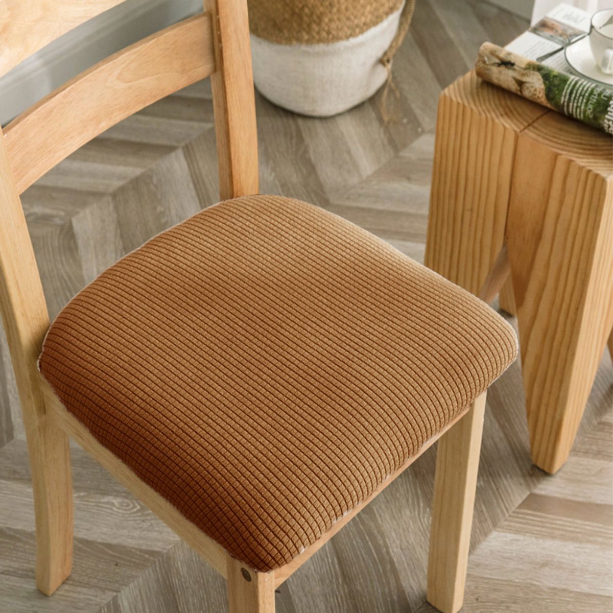 GENERICO - Set De 6 Funda De Asiento Para Silla De Comedor CAQUI