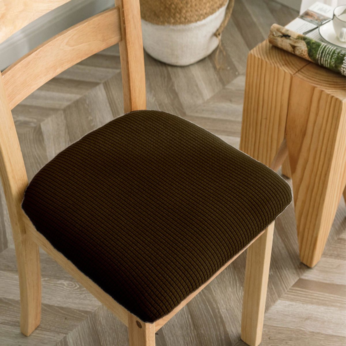 GENERICO - Set De 6 Funda De Asiento Para Silla De Comedor CAFE