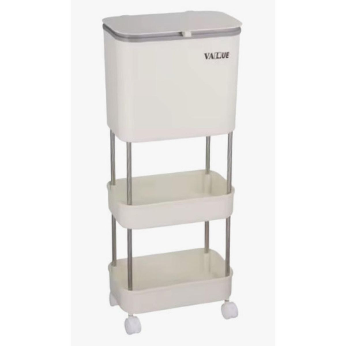 GENERICO - Organizador Carrito 3 Niveles Multifuncional Para Basura Y Cocina Beige