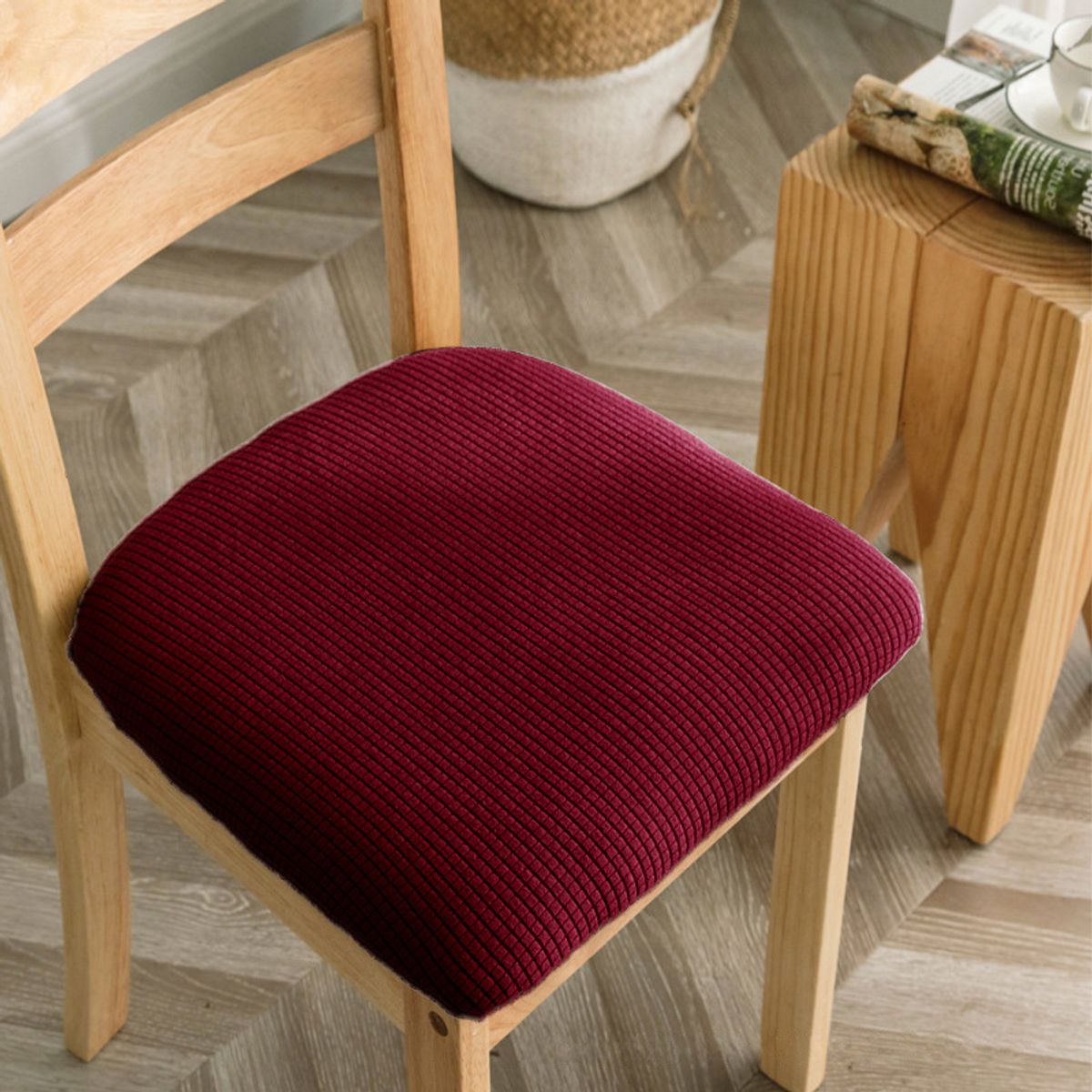 GENERICO - Set De 6 Funda De Asiento Para Silla De Comedor Burdeos