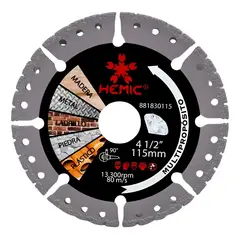 METALFER - Disco Diamantado Metal/piedra/madera/plastico Hemic 4 1/2 Color Negro