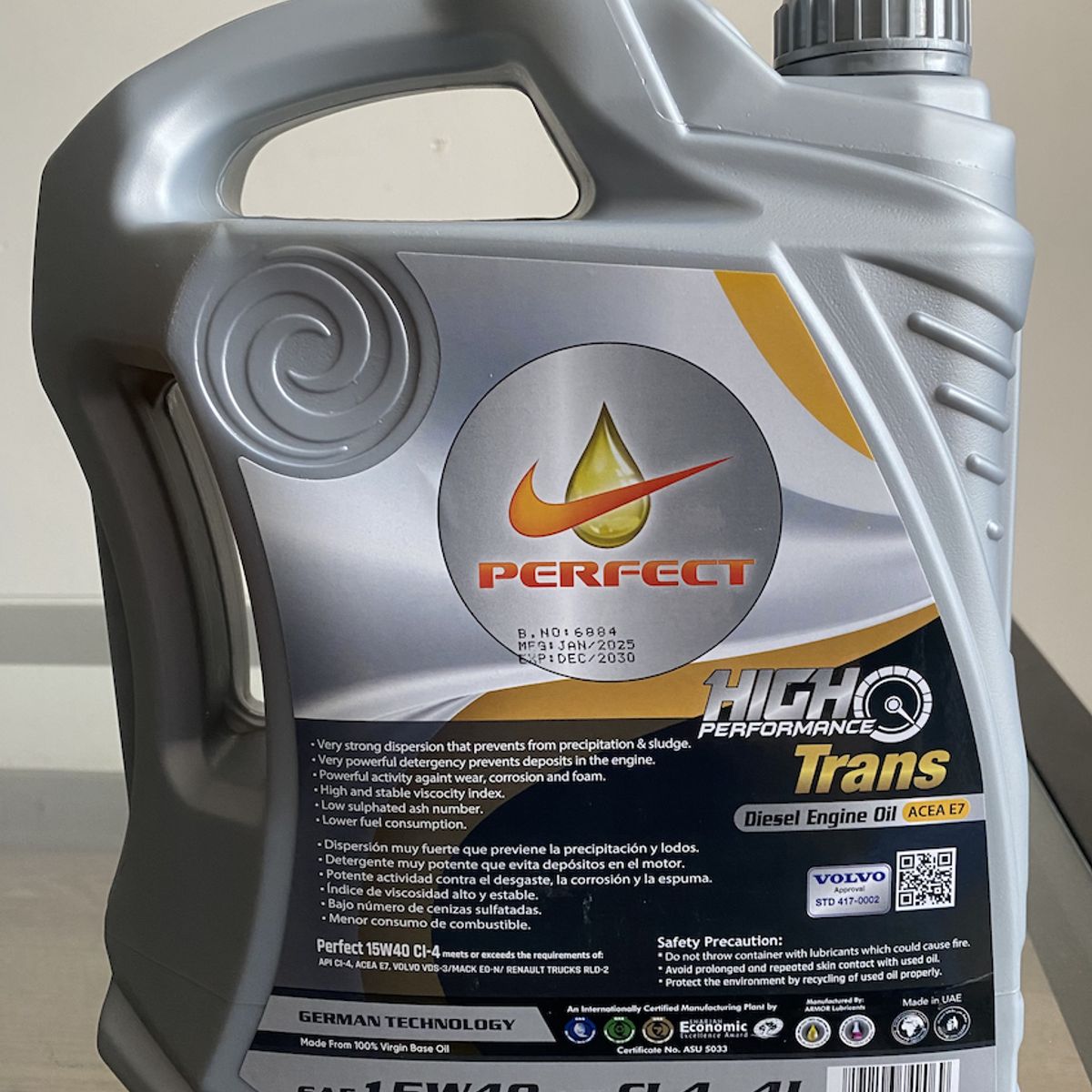 GENERICO - Aceite Motor 5W30 4 Lts Synthetic Perfect Emiratos Arabe