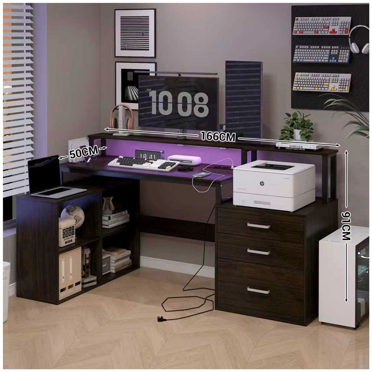 HOMER DESIGN - Escritorio Homeoffice Estacion Del Trabajo Con Luz Y Enchufe