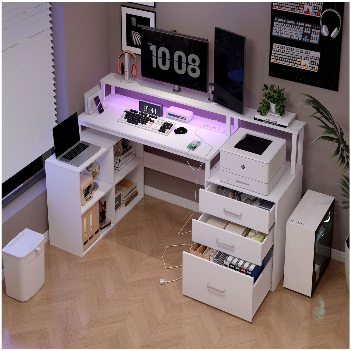 HOMER DESIGN - Escritorio Homeoffice Estacion Del Trabajo Con Luz Y Enchufe