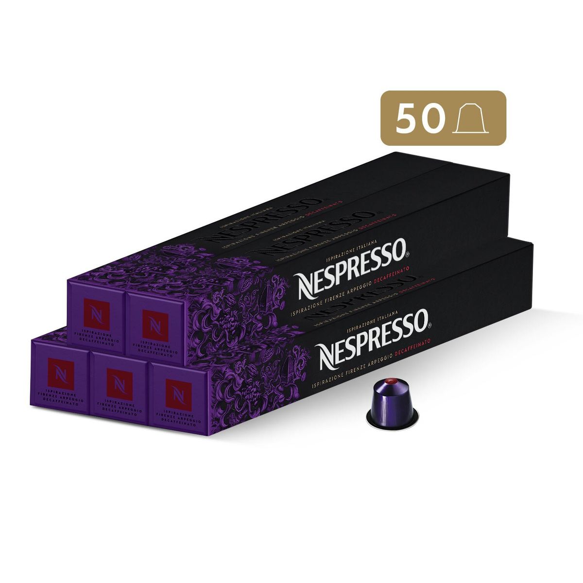 NESPRESSO - Cápsulas de Café Firenze Arpeggio Decaf - 50 unid