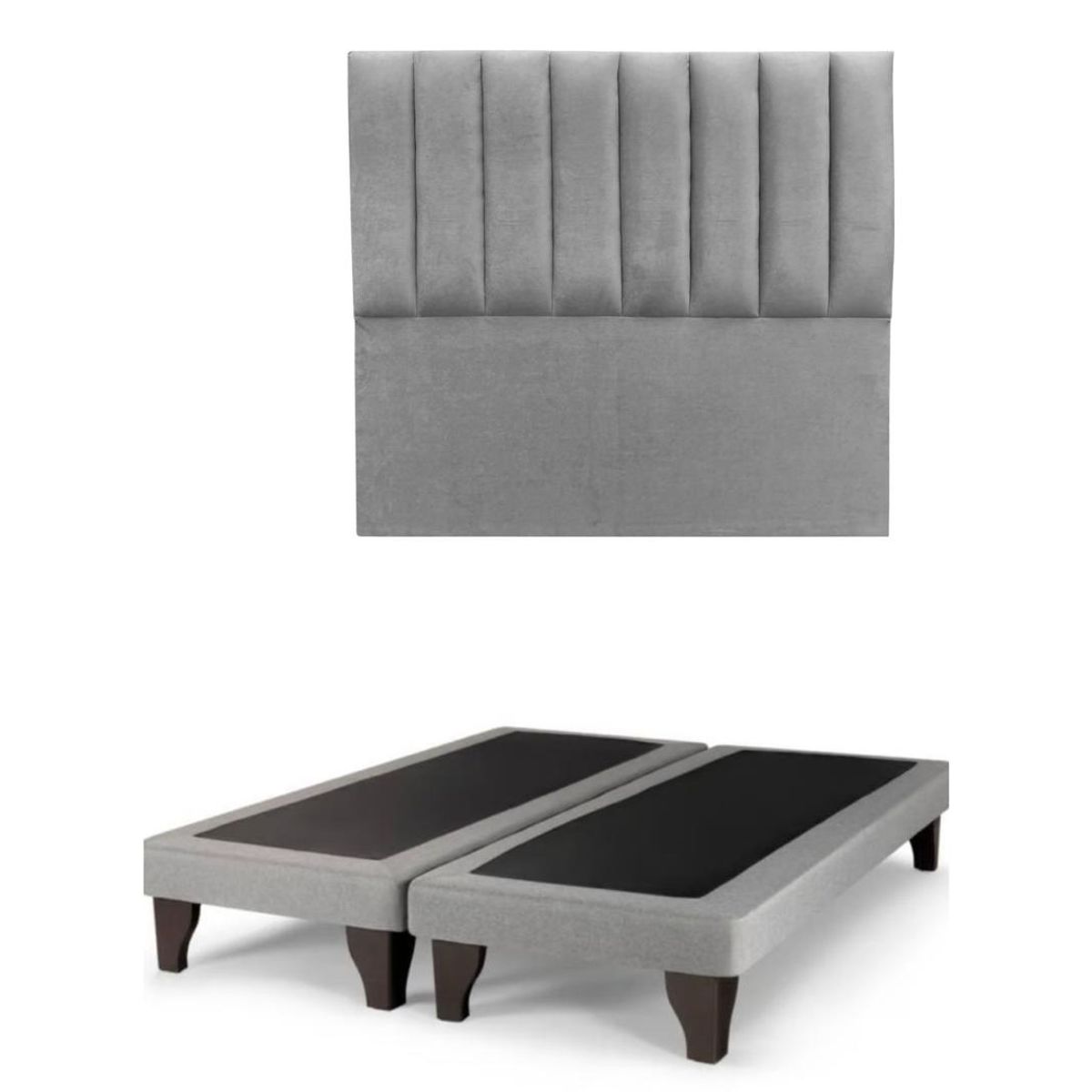 GENERICO - Base Europea mas Respaldo Tubular Super King  LINO GRIS CLARO