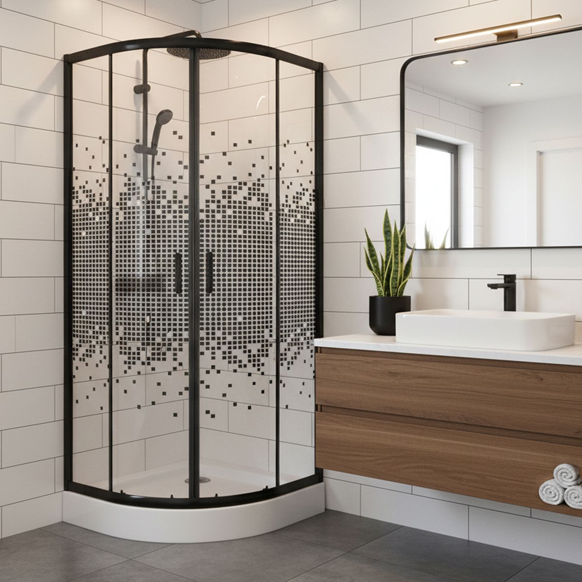 Shower Curvo Mosaic Negro 80x80x199cm Incluye Receptáculo, marca JOYTEK - Foto Principal