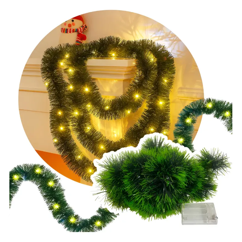GENERICO - Guirnaldas Verdes 5m Navideño Con Luces 50led Pila Amarillo