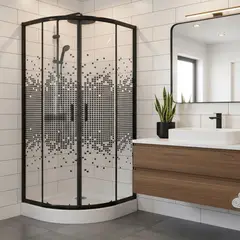 JOYTEK - Shower Curvo Mosaic Negro 90x90x199cm Incluye Receptáculo