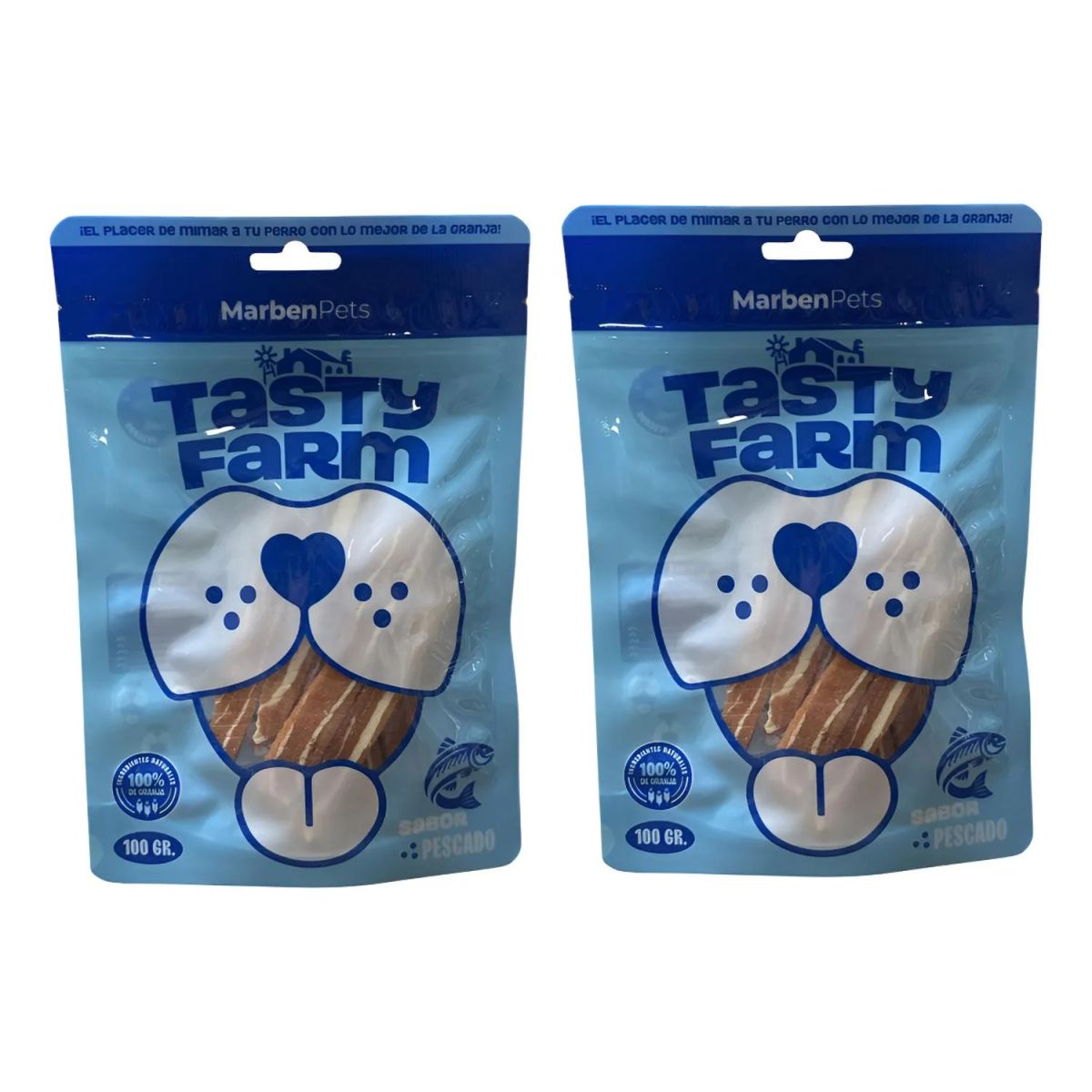 MARBEN PETS - Snack Premium Seco Tasty Farm Para Perros 100g - Pack 2 - Azul