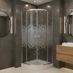 JOYTEK - Shower Curvo Mosaic Blanco 80x80x195cm Incluye Receptáculo