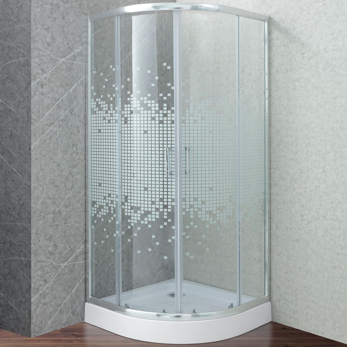 JOYTEK - Shower Curvo Mosaic Blanco 90x90x199cm Incluye Receptáculo
