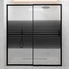 JOYTEK - Mampara Ajustable de Ducha Strava 160-180 cm Líneas negras