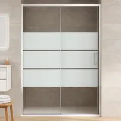 JOYTEK - Mampara Ajustable de Ducha Style 120-140 cm Líneas blancas