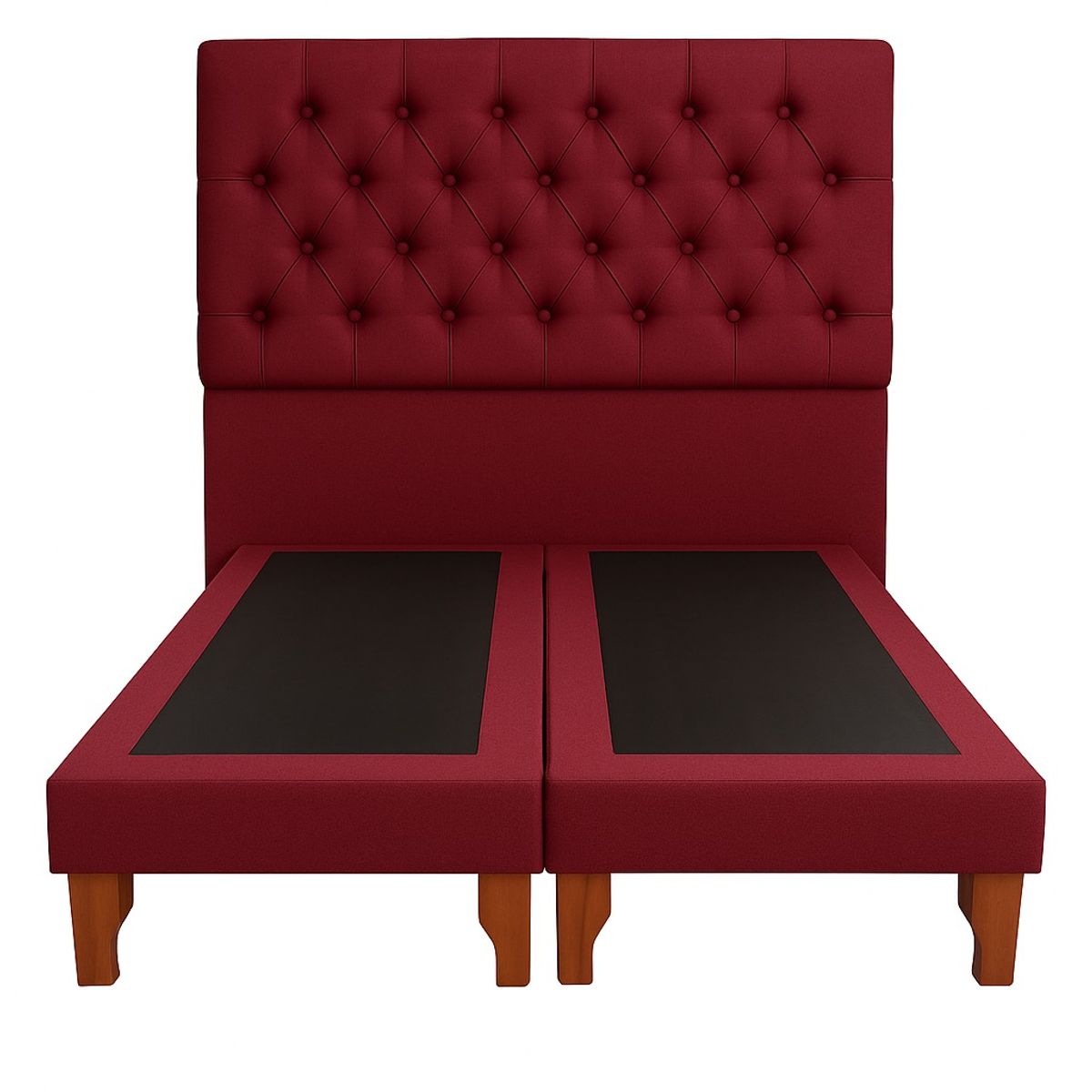 GENERICO - Cama 2 Plazas Modelo Capitone Tapizado En Color  Burdeo en Lino