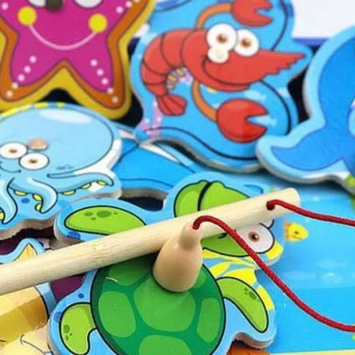 GENERICO - Juego De Pesca Magnético Madera Motricidad Fina Montessori