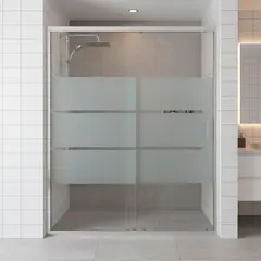 JOYTEK - Mampara Ajustable de Ducha Style 140-160 cm Líneas blancas