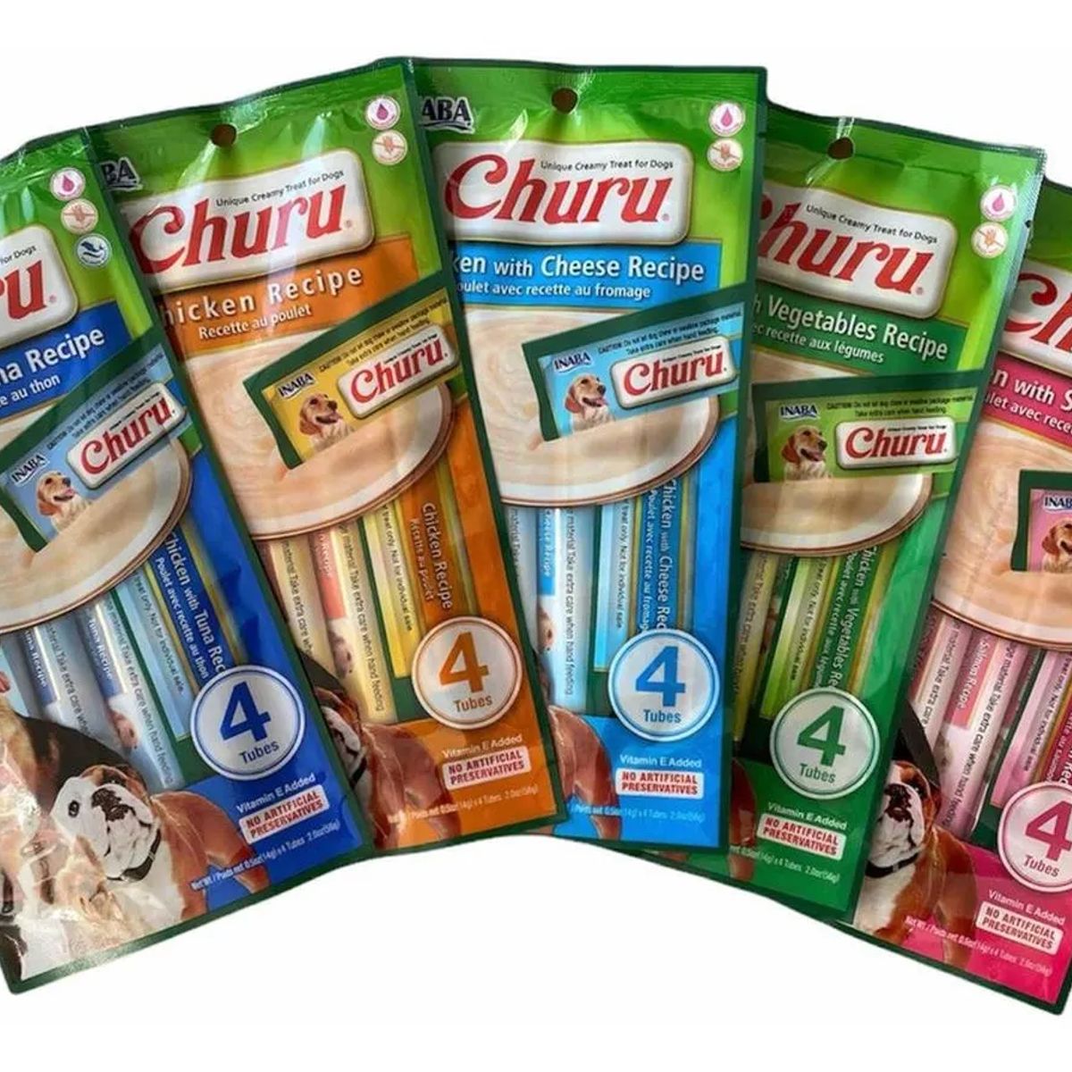 INABA - Snack Para Mascotas Churu Perros Premios 14g X 4 Tubos (56g) - Celeste