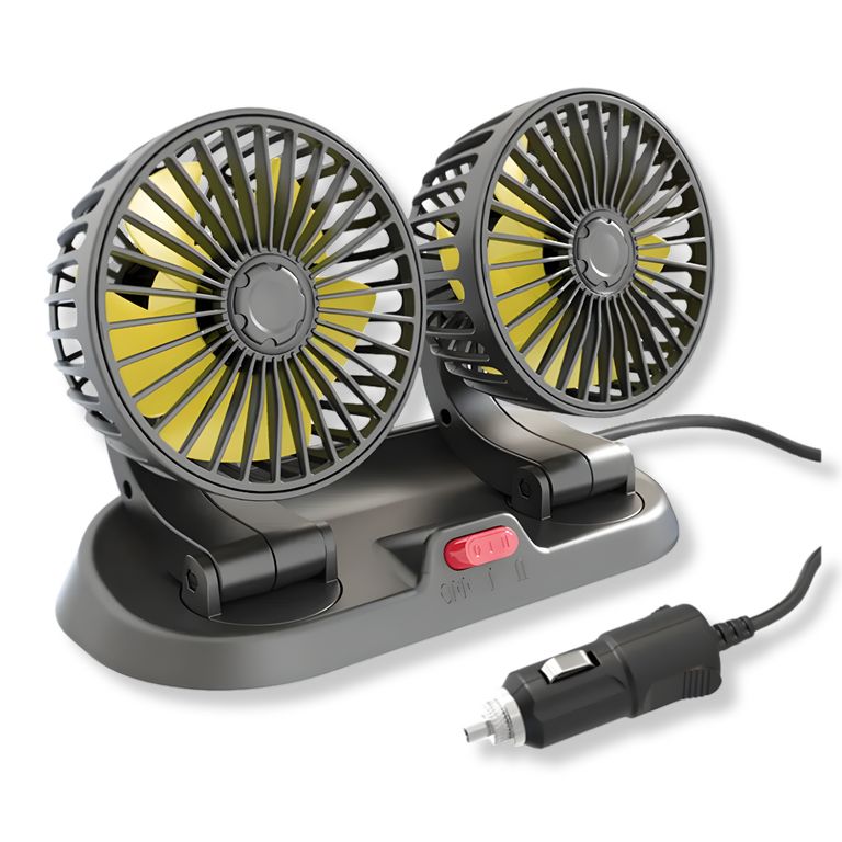 IRM Ventilador Doble Para Auto Giratorio 360° 12v