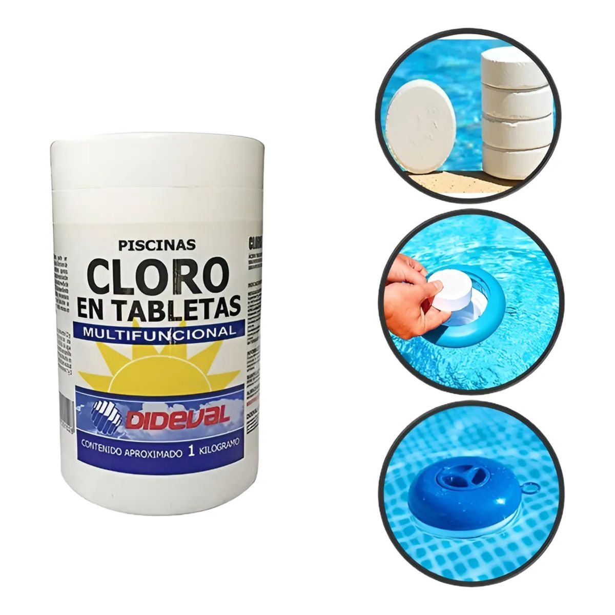 GENERICO - Cloro Tabletas para Piscina Triple Acción Dideval 1 kg